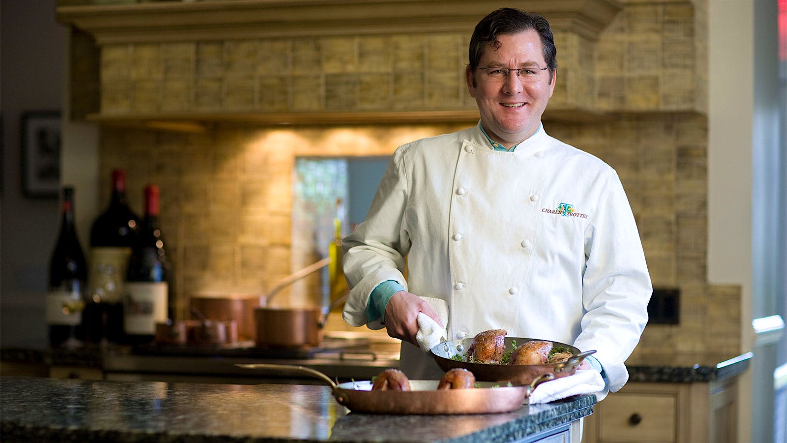 Chef Charlie Trotter in the kitchen